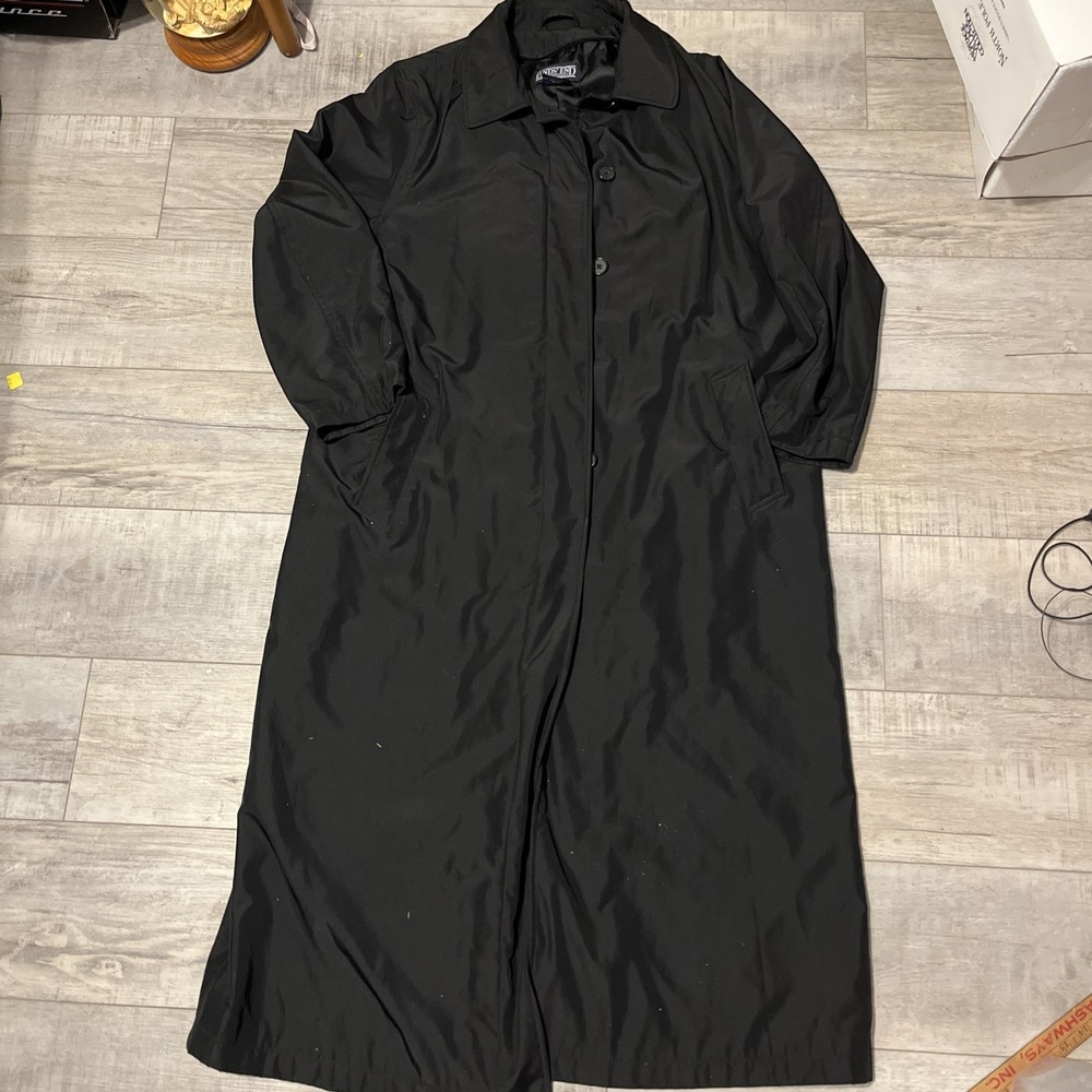 Lands' End Women's Black Coat Trench With Removable Liner Large  (14-16)
